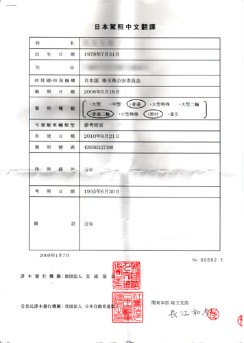 国際免許訳文と筆談の形跡