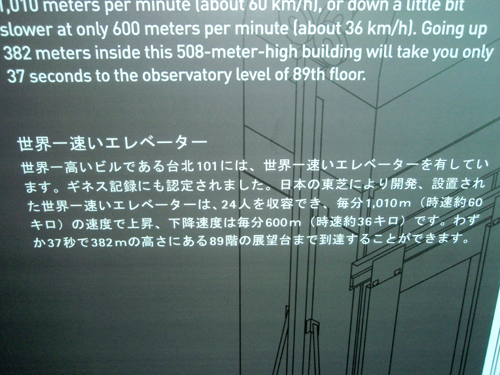 台北101のエレベータの説明