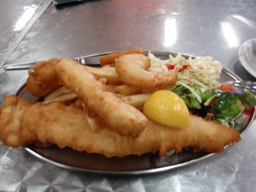 Fish & Chips と カプチーノ