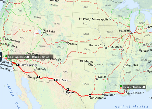 Amtrak Sunset Limited  Map