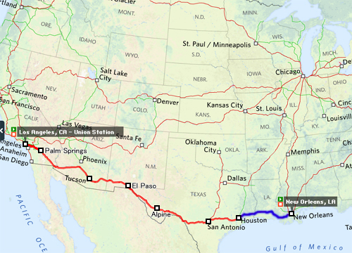 Amtrak Sunset Limited  Map