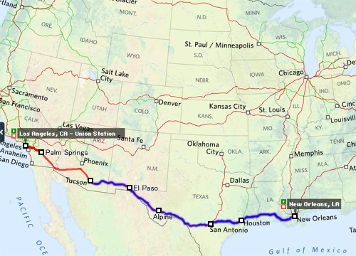 Amtrak Sunset Limited  Map