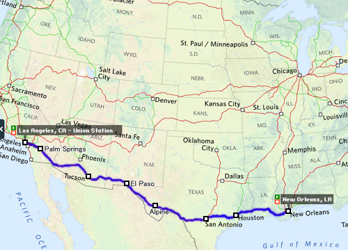 Amtrak Sunset Limited  Map
